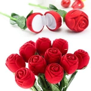 Plastic Red Rose Ring Box -