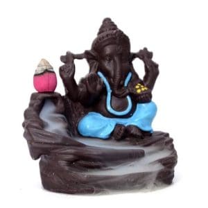 Blue Ganesha Smoke Fountain Polyresin Incense Burner