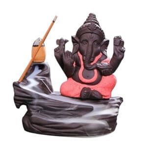 Pink Ganesha Smoke Fountain Polyresin Incense Burner