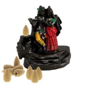 Radha Krishna red Smoke Fountain Polyresin Incense Burner