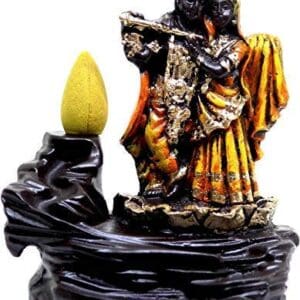 Radha Krishna Gold Smoke Fountain Polyresin Incense Burner