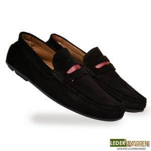 Leather Loafers for Men Suede Black