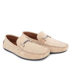 Genuine Suede Leather Beige Loafers Shoes