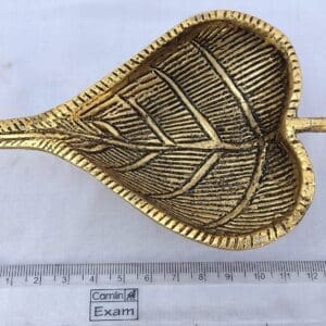 Betel Leaf Shape Diya White Metal Oxidized Gold Finish