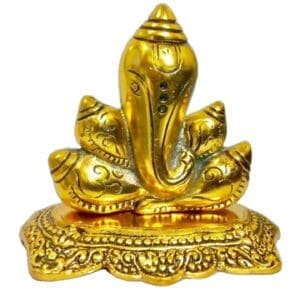 Shanku Ganesh Metal Gold Plated Oxidized 6 inch