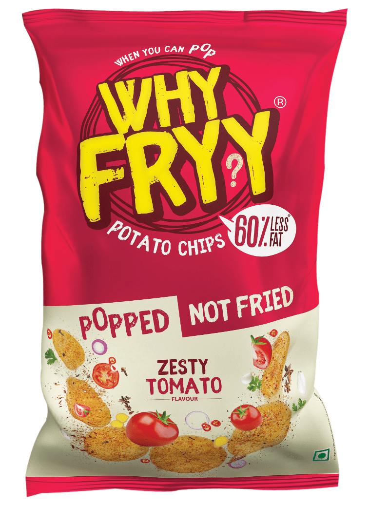 Whyfryy Popped Potato Chips - Zesty Tomato 35g Popped Potato Chips - Zesty Tomato flavour Popped Potato Chips, 60% less fat