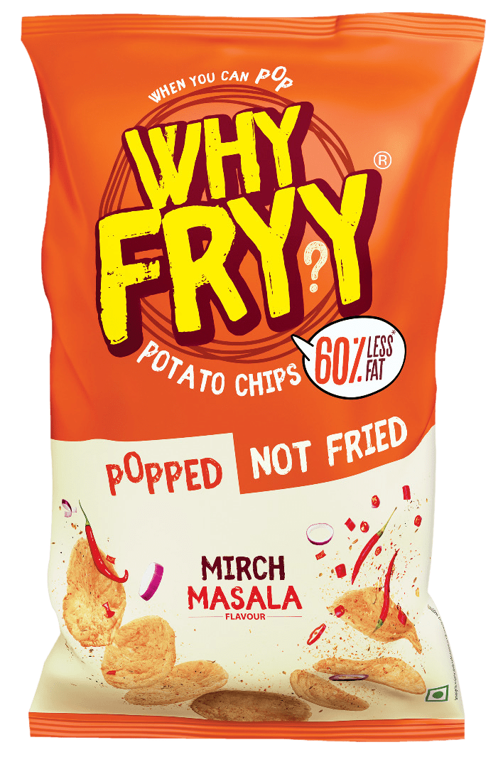 Whyfryy Popped Potato Chips - Mirchi Masala 35g Popped Potato Chips - Mirch Masala flavour Popped Potato Chips, 60% less fat