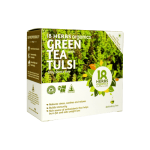18 Herbs Green Tea with Tulsi Tea Bags 15 Bags Box