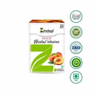 Zindagi Peach Herbal Infusion - Natural & Fat Free Health Drink Sweeten With Stevia - Sugar Free Energy Drink (20 Sachets)