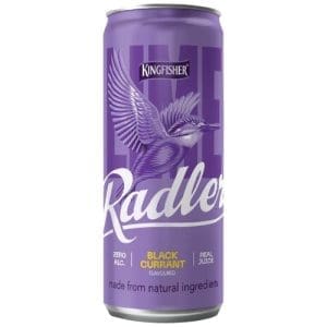Kingfisher Radler - Non Alcoholic Beverage, Black Currant, 300 ML Can Pack of 4