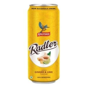 Kingfisher Radler Non Alcoholic Malt Drink - Ginger & Lime, 300 ML Can Pack of 4