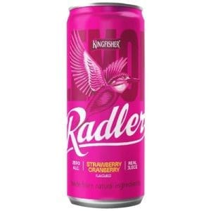Kingfisher Radler - Non Alcoholic Beverage, Strawberry & Cranberry, 300 ML Can Pack of 4