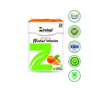 Zindagi Orange Herbal Infusion - Natural Sugar-Free Infusion Tea Bags Or Drink Sweeten With Stevia (Pack of 1-20 Sachets)