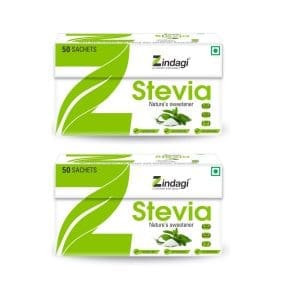 Zindagi Stevia Sachets - 100% Natural Sweetener - Pure Stevia Sugar Sachets - Sugar-Free - 50Sachets (Pack of 2)