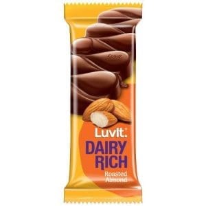 LuvIt Dairy Rich Roasted Almond Chocolate Bar, 38 GMS Pack of 5