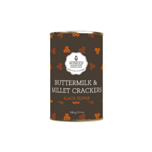Monsoon Harvest Crackers - Buttermilk & Millet, Black Pepper, 100 GMS Container