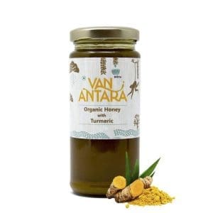 KEJRIWAL Vanantara Organic Honey with Turmeric Bottle, 325 GMS