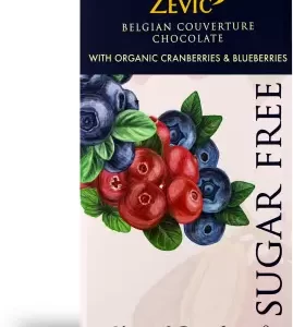 Zevic Sugar Free Belgian Chocolate with Organic Cranberries & Blueberries | Plant Sweetened | Diet Friendly - 90 GM Bars