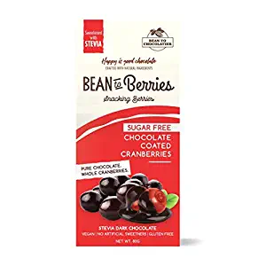 Pink Harvest Farms Bean to Berries Sugarfree Chocolate Coated Cranberries, Sweetened with Stevia, 80GMS