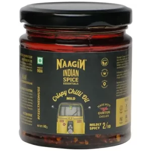NAAGIN Indian Spice Essentials - Crispy Chilli Oil, Mild, Premium, Vegan, No Added Sugar, 140 GMS