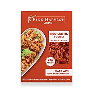 Pink Harvest Farms Red Lentil Pasta | No Rice - No Maida | Vegan | Gluten Free | High Protein | (Red Lentil Fusilli Pasta, 200 g (Pack of 1))