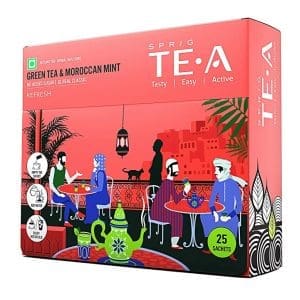 SPRIG TE.A Green Tea and Moroccan Mint | Fully Soluble Green Tea | Refresh with This Ancient Social Ritual | A Genuine Moroccan Experience | (Pack of 25 x 0.6g Each)