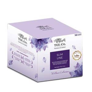TGL Slim Line Tisane Tea Bags, 32 Tea Bags | Slimming Tea for Weight Loss with 8 Natural Herbs Including with Green Tea, Garcinia Cambogia, Cinnamon, Peppermint, Calendula, Liquorice, Fennel