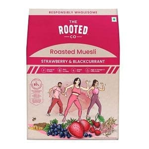 The Rooted Co Roasted Muesli Cereals - Strawberry & Blackcurrant, 400g |Gluten Free, Rolled Oats, Healthy|