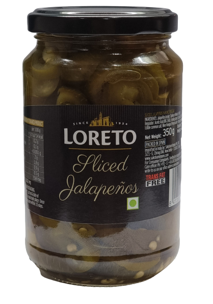 Loreto Sliced Green Jalapeno Hot Peppers 350 GMS