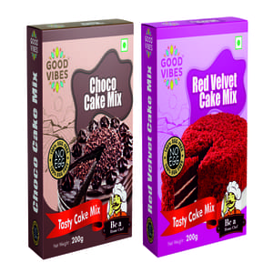 Good Vibes Choco And Red Velvet Cake Mixes Combo - 400 GMS
