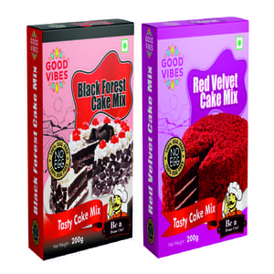 Good Vibes Black Forest And Red Velvet Cake Mixes Combo - 400 GMS