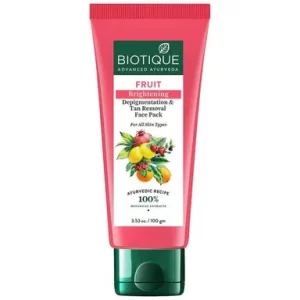 BIOTIQUE Bio Fruit Whitening, Depigmentation & Tan Removal Face Pack - For All Skin Types, 100% Botanical Extracts