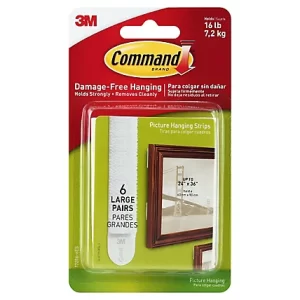 Command Medium and Large Picture Hanging Strips, Damage Free Hanging Picture Hangers, No Tools     4 stes Wall Hanging Strips for Christmas Decorations,