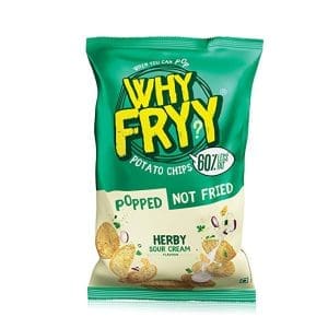 WhyFryy Popped Potato Chips - Herby Sour Cream Flavoured, Not Fried Not Baked, Healthy Snacking with 60% Less Fat, No added Colours, No Artificial Preservatives and Flavours, Pack of 5 (35 GMS each)